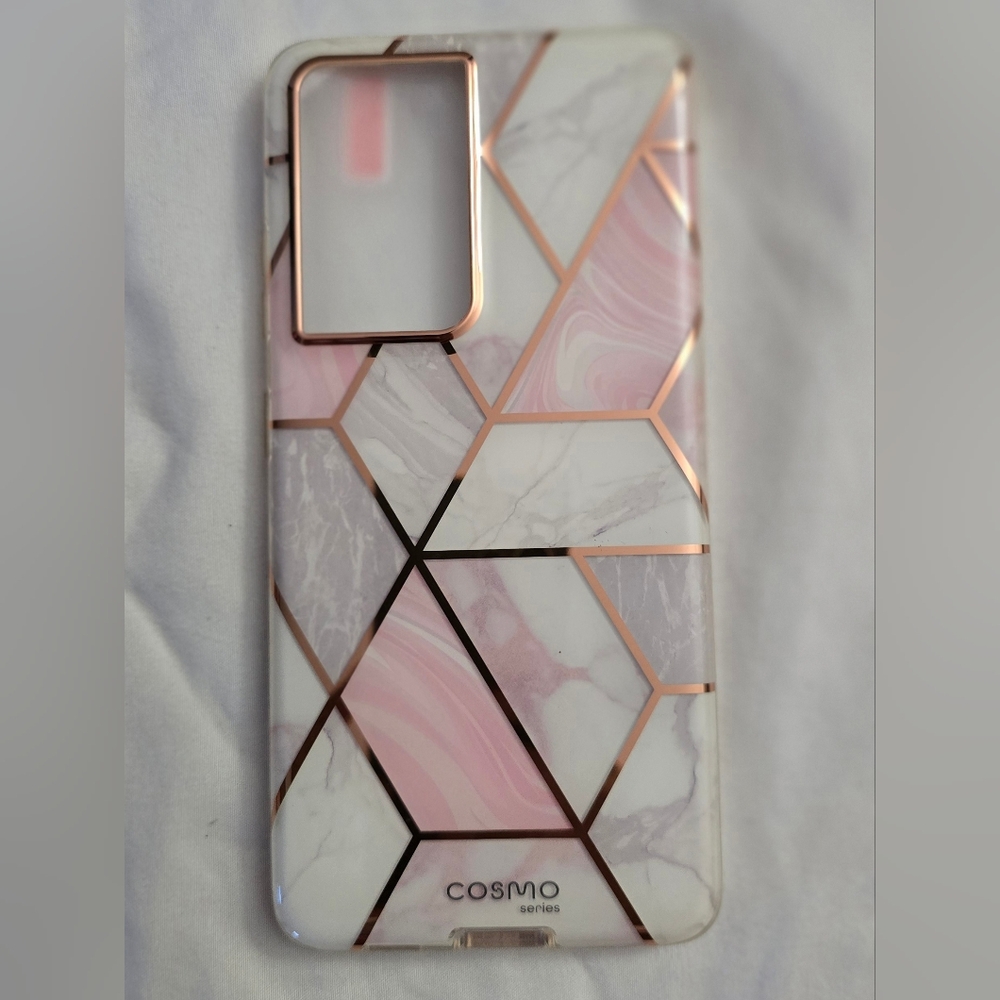 Stylish Pink Marble Geometric Phone Case